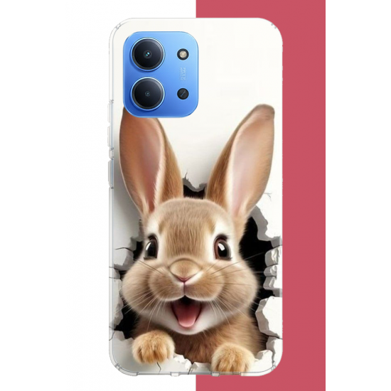 Redmi 15C Uyumlu mutlu tavşan UV Baskılı Silikon Kılıf