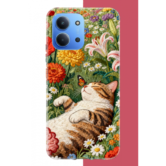 Redmi 15C Uyumlu Desenli kedi UV Baskılı Silikon Kılıf
