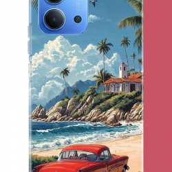 Redmi 15C Uyumlu palm sahil UV Baskılı Silikon Kılıf