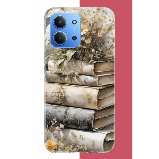 Redmi 15C Uyumlu papatyalı kitap UV Baskılı Silikon Kılıf