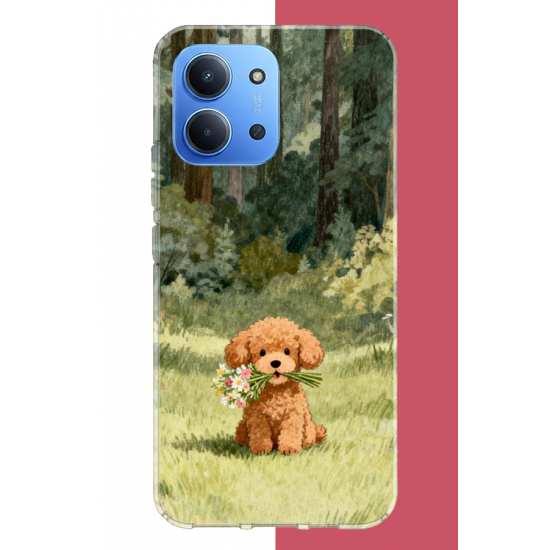 Redmi 15C Uyumlu peluş köpek UV Baskılı Silikon Kılıf
