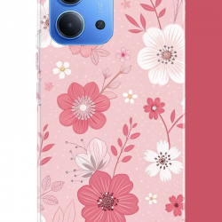 Redmi 15C Uyumlu pembe beyaz çiçek UV Baskılı Silikon Kılıf Redmi 15C Uyumlu pembe beyaz çiçek UV Baskılı Silikon Kılıf