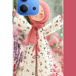 Redmi 15C Uyumlu beyaz elbiseli kız UV Baskılı Silikon Kılıf