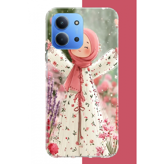 Redmi 15C Uyumlu beyaz elbiseli kız UV Baskılı Silikon Kılıf