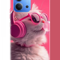Redmi 15C Uyumlu pembe gözlüklü kedi UV Baskılı Silikon Kılıf Redmi 15C Uyumlu pembe gözlüklü kedi UV Baskılı Silikon Kılıf