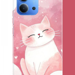 Redmi 15C Uyumlu pembe kedi UV Baskılı Silikon Kılıf Redmi 15C Uyumlu pembe kedi UV Baskılı Silikon Kılıf