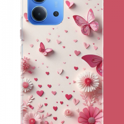 Redmi 15C Uyumlu pembe kelebek UV Baskılı Silikon Kılıf Redmi 15C Uyumlu pembe kelebek UV Baskılı Silikon Kılıf