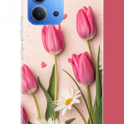 Redmi 15C Uyumlu pembe lale UV Baskılı Silikon Kılıf Redmi 15C Uyumlu pembe lale UV Baskılı Silikon Kılıf