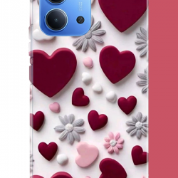 Redmi 15C Uyumlu bordo kalp UV Baskılı Silikon Kılıf