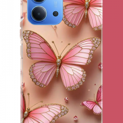 Redmi 15C Uyumlu pembe Renkli kelebek UV Baskılı Silikon Kılıf Redmi 15C Uyumlu pembe Renkli kelebek UV Baskılı Silikon Kılıf