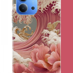 Redmi 15C Uyumlu pembe çiçekli dalga UV Baskılı Silikon Kılıf Redmi 15C Uyumlu pembe çiçekli dalga UV Baskılı Silikon Kılıf