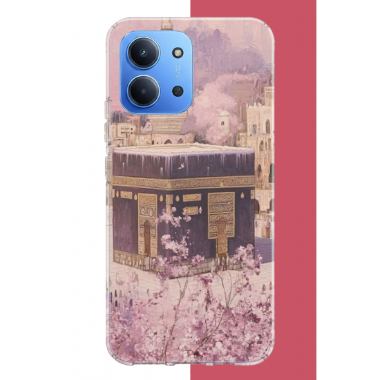 Redmi 15C Uyumlu pembe çiçekli kabe UV Baskılı Silikon Kılıf