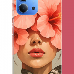 Redmi 15C Uyumlu pembe çiçekli kadın UV Baskılı Silikon Kılıf Redmi 15C Uyumlu pembe çiçekli kadın UV Baskılı Silikon Kılıf