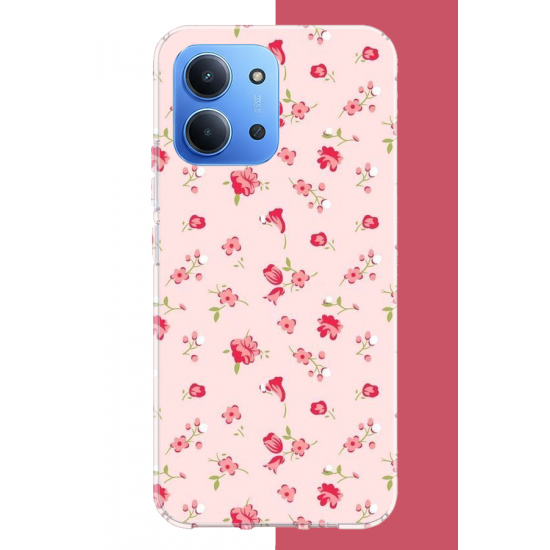Redmi 15C Uyumlu pembe çiçekli pattern UV Baskılı Silikon Kılıf