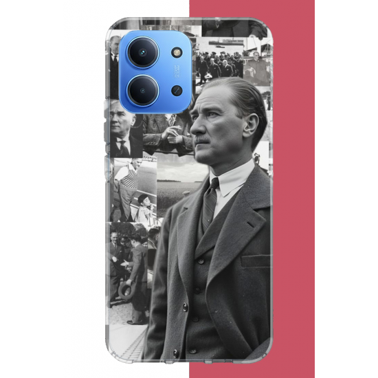 Redmi 15C Uyumlu atatürk kolaj.jpeg UV Baskılı Silikon Kılıf