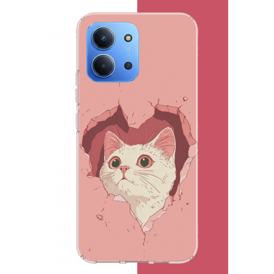 Redmi 15C Uyumlu boşluktaki kedi UV Baskılı Silikon Kılıf
