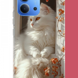 Redmi 15C Uyumlu penceredeki beyaz kedi UV Baskılı Silikon Kılıf Redmi 15C Uyumlu penceredeki beyaz kedi UV Baskılı Silikon Kılıf