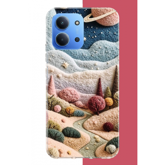 Redmi 15C Uyumlu plato ve uzay UV Baskılı Silikon Kılıf