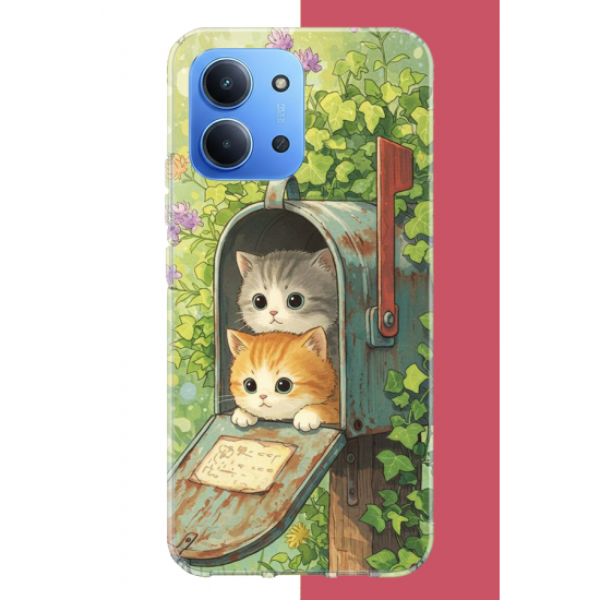 Redmi 15C Uyumlu posta kutusundaki kedi UV Baskılı Silikon Kılıf