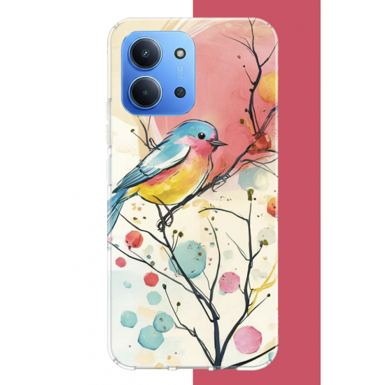 Redmi 15C Uyumlu renkli kuş UV Baskılı Silikon Kılıf