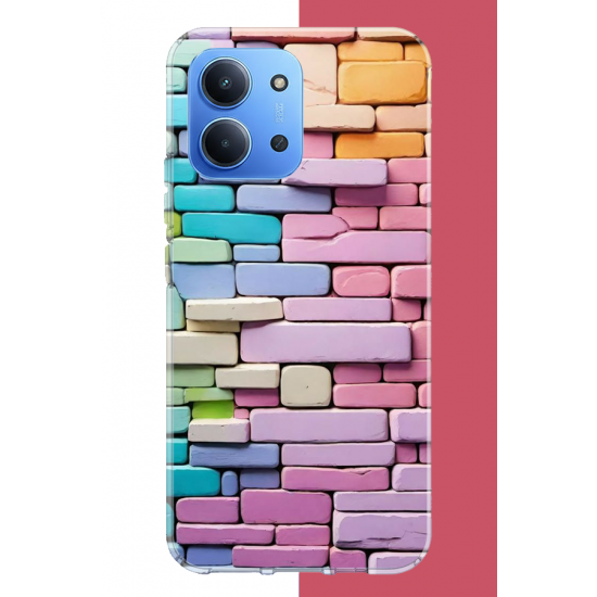Redmi 15C Uyumlu renkli tuğla UV Baskılı Silikon Kılıf
