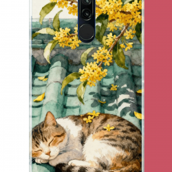 Redmi 8 Uyumlu çatıdaki kedi UV Baskılı Silikon Kılıf