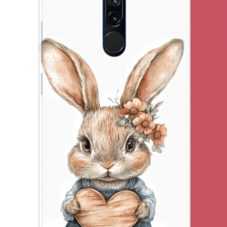 Redmi 8 Uyumlu çiçek tokalı tavşan UV Baskılı Silikon Kılıf