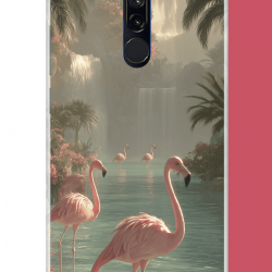 Redmi 8 Uyumlu akarsudaki flamingo UV Baskılı Silikon Kılıf