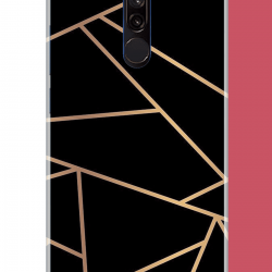 Redmi 8 Uyumlu altın diyagonal çizgi UV Baskılı Silikon Kılıf