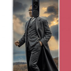 Redmi 8 Uyumlu atatürk gri takım elbiseli UV Baskılı Silikon Kılıf