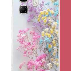 Infinix Hot 50i - Smart 9 Uyumlu renkli çiçek UV Baskılı Silikon Kılıf
