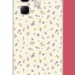 Infinix Hot 50i - Smart 9 Uyumlu sarı lila çiçek UV Baskılı Silikon Kılıf