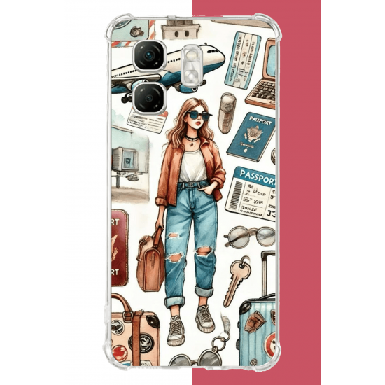 Infinix Hot 50i - Smart 9 Uyumlu vintage-travel UV Baskılı Silikon Kılıf