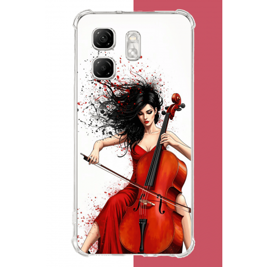 Infinix Hot 50i - Smart 9 Uyumlu çello çalan kadın UV Baskılı Silikon Kılıf