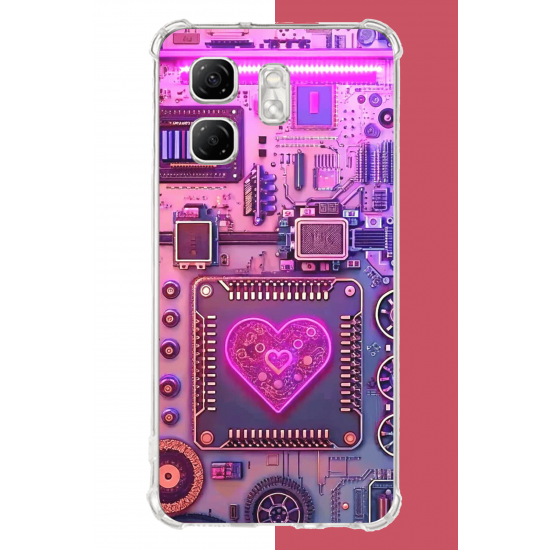 Infinix Hot 50i - Smart 9 Uyumlu Cyberpunk neon UV Baskılı Silikon Kılıf