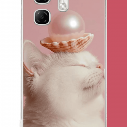 Infinix Hot 50i - Smart 9 Uyumlu incili kedi UV Baskılı Silikon Kılıf