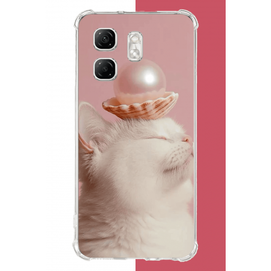 Infinix Hot 50i - Smart 9 Uyumlu incili kedi UV Baskılı Silikon Kılıf