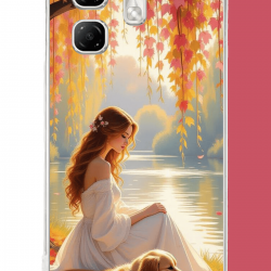 Infinix Hot 50i - Smart 9 Uyumlu kadın ve köpek UV Baskılı Silikon Kılıf