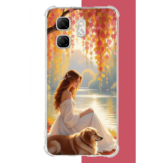 Infinix Hot 50i - Smart 9 Uyumlu kadın ve köpek UV Baskılı Silikon Kılıf