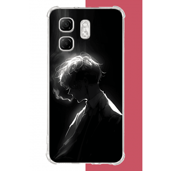 Infinix Hot 50i - Smart 9 Uyumlu karanlıktaki anime karakteri UV Baskılı Silikon Kılıf