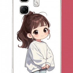 Infinix Hot 50i - Smart 9 Uyumlu kawaii beyaz sweatshirt kız UV Baskılı Silikon Kılıf