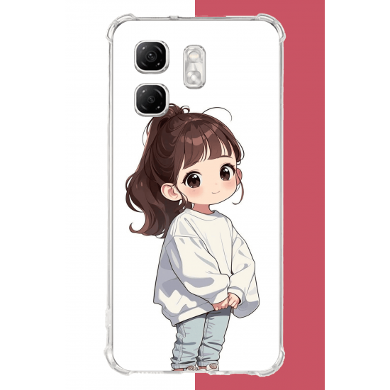Infinix Hot 50i - Smart 9 Uyumlu kawaii beyaz sweatshirt kız UV Baskılı Silikon Kılıf