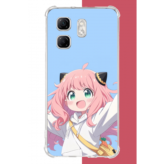 Infinix Hot 50i - Smart 9 Uyumlu kawaii pembe saçlı kız UV Baskılı Silikon Kılıf