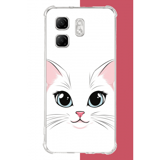 Infinix Hot 50i - Smart 9 Uyumlu kedi yüzü UV Baskılı Silikon Kılıf