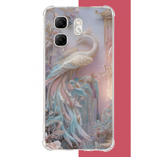 Infinix Hot 50i - Smart 9 Uyumlu kristal kuğu UV Baskılı Silikon Kılıf
