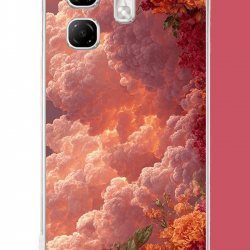 Infinix Hot 50i - Smart 9 Uyumlu kırmızı bulut ve çiçekler UV Baskılı Silikon Kılıf