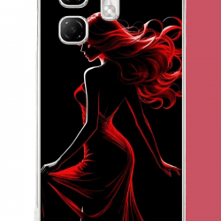 Infinix Hot 50i - Smart 9 Uyumlu kırmızı elbiseli kadın UV Baskılı Silikon Kılıf