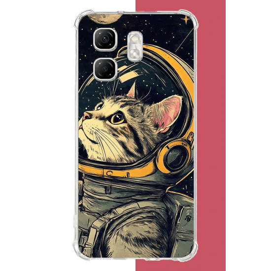 Infinix Hot 50i - Smart 9 Uyumlu astronot kedi UV Baskılı Silikon Kılıf