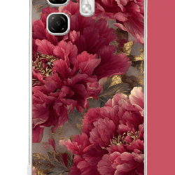 Infinix Hot 50i - Smart 9 Uyumlu kırmızı çiçek UV Baskılı Silikon Kılıf