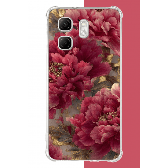 Infinix Hot 50i - Smart 9 Uyumlu kırmızı çiçek UV Baskılı Silikon Kılıf